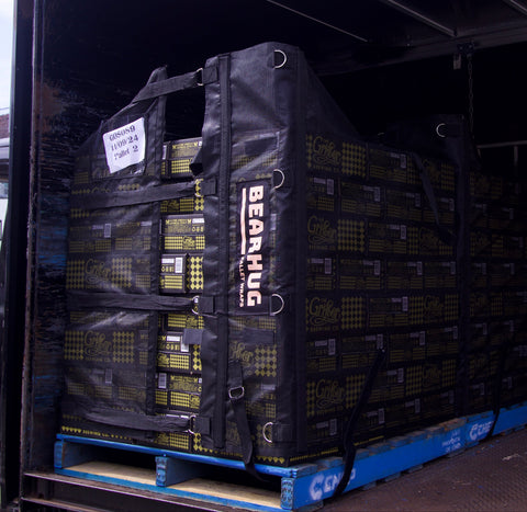 Bearhug Reusable Pallet Wraps on a truck for last-mile delivery